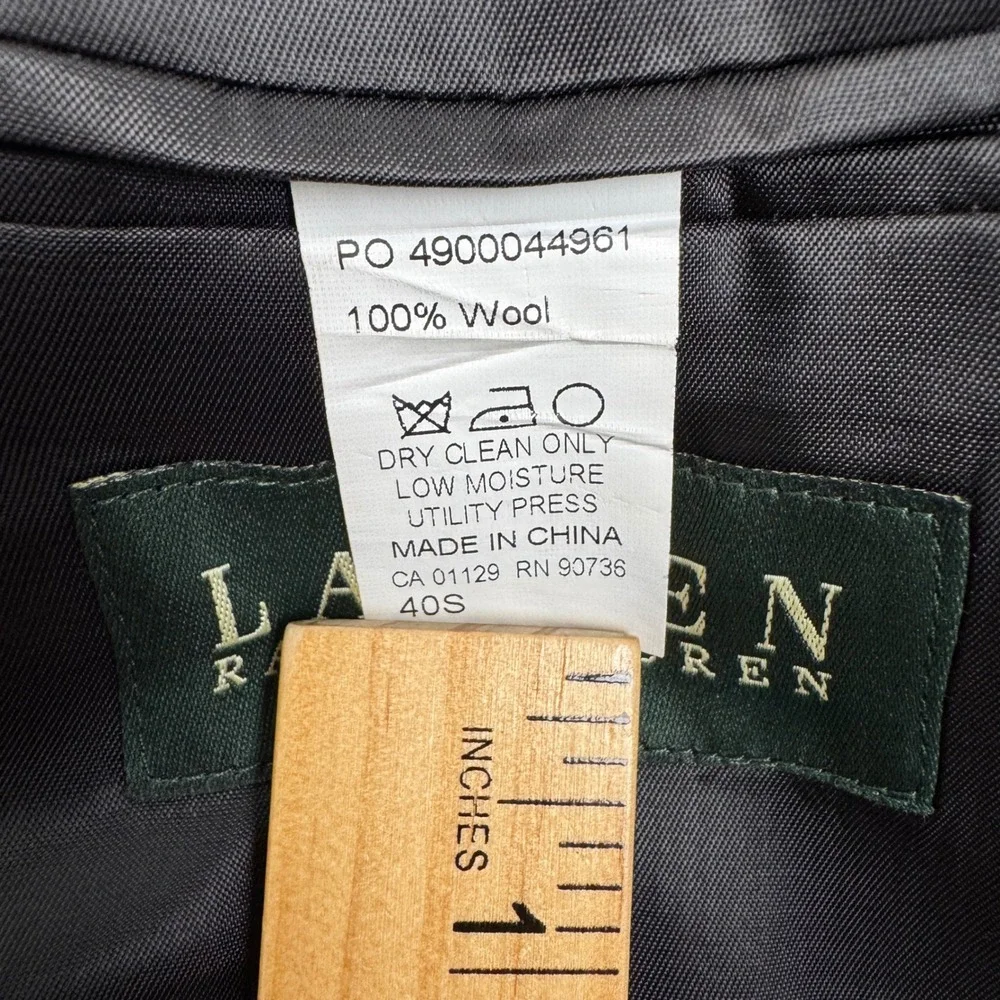 Lauren Ralph Lauren Mens Black 100% Wool Tuxedo Suit 40S Peak Lapel Suspenders